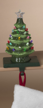 Load image into Gallery viewer, LIGHTED CERAMIC CHRISTMAS TREE STOCKING HOLDER WITH TIMER
