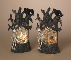 LIGHTED SPINNING WATER GLOBE HAUNTED TREE