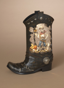 LIGHTED HALLOWEEN SPINNING WATER GLOBE BOOT