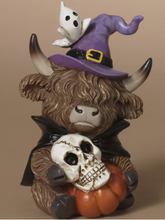 Load image into Gallery viewer, HALLOWEEN HIGHLAND COW WEARING WITCH HAT
