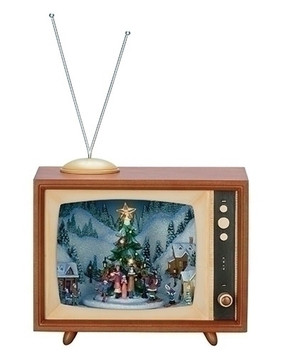 LIGHTED MUSICAL TV WITH ROTATING CAROLERS