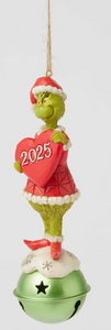GRINCH ON BELL HOLDING DATED HEART ORNAMENT