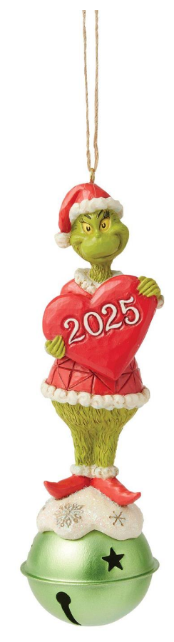 GRINCH ON BELL HOLDING DATED HEART ORNAMENT