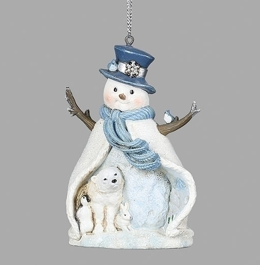 SNOWMAN ORNAMENT WITH SNOWFLAKE HAT