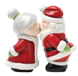 SANTA & MRS. CLAUS KISSING SALT & PEPPER SHAKER SET