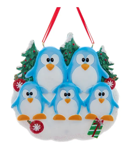 PENGUIN FAMILY OF 5 ORNAMENT