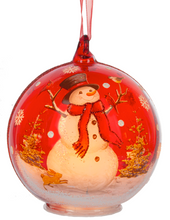 Load image into Gallery viewer, LED SNOWMAN GLASS ORNAMENT
