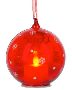 LED SNOWMAN GLASS ORNAMENT