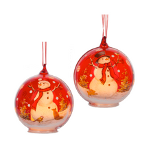 Load image into Gallery viewer, LED SNOWMAN GLASS ORNAMENT
