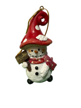 Load image into Gallery viewer, MUSHROOM HAT SNOWMAN ORNAMENT
