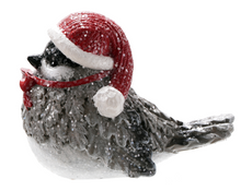 Load image into Gallery viewer, GLITTER BIRD WITH SANTA HATS FIGURE
