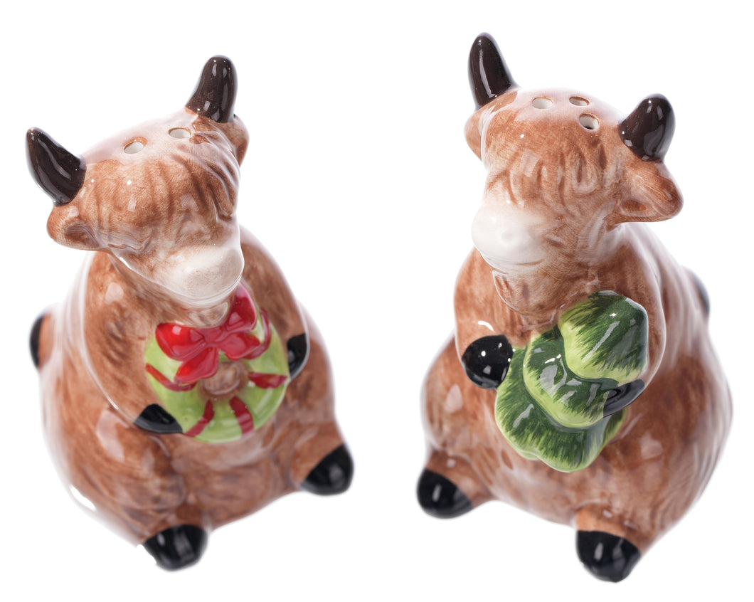 CERAMIC MOO COW SALT & PEPPER SHAKER SET