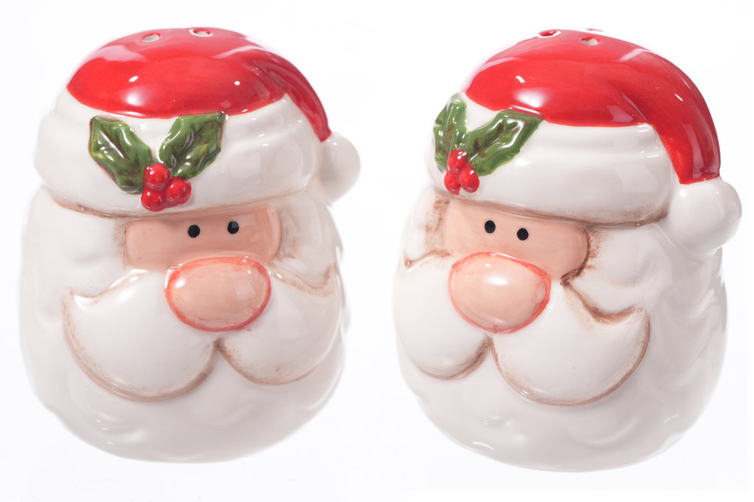 CERAMIC HAPPY SANTA SALT & PEPPER SHAKER SET