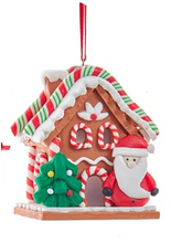 Load image into Gallery viewer, PEPPERMINT CANDY CHRISTMAS GINGERBREAD HOUSE ORNAMENT
