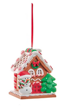 Load image into Gallery viewer, PEPPERMINT CANDY CHRISTMAS GINGERBREAD HOUSE ORNAMENT
