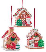 Load image into Gallery viewer, PEPPERMINT CANDY CHRISTMAS GINGERBREAD HOUSE ORNAMENT
