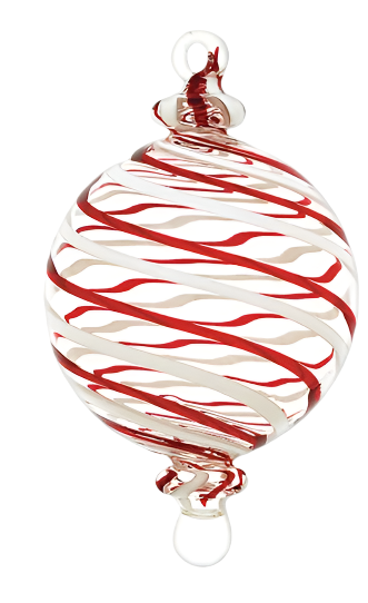 CO-023 FULL SIZE RED & WHITE BALL ORNAMENT