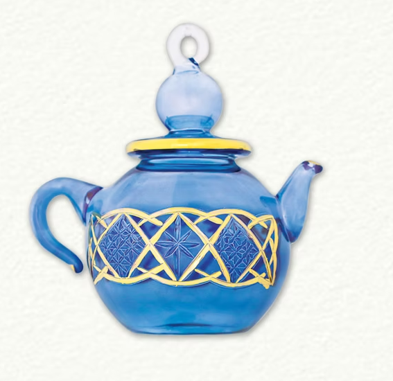 CO-141 SMALL SIZE ETCHED ROUND TEAPOT ORNAMENT
