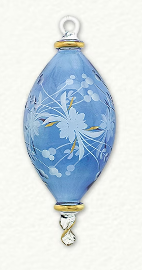 CO-862 MID SIZED CLEAR ETCHED MARQUISE SHAPE ORNAMENT