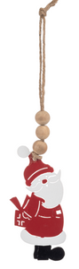 LASER CUT SANTA WITH WOOD BEADS ORNAMENT