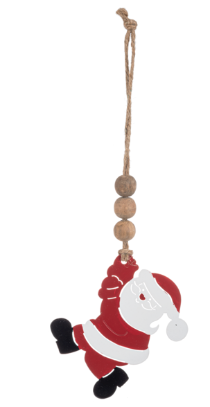 LASER CUT SANTA WITH WOOD BEADS ORNAMENT
