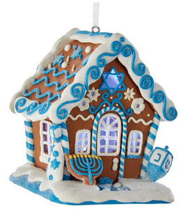 HANUKKAH GINGERBREAD LED HOUSE ORNAMENT