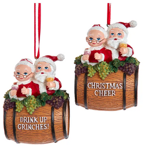 MR & MRS SANTA BARREL ORNAMENT