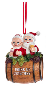 MR & MRS SANTA BARREL ORNAMENT