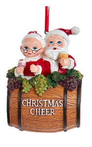 MR & MRS SANTA BARREL ORNAMENT