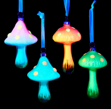 Load image into Gallery viewer, GLOW-IN-THE-DARK MUSHROOM GLASS ORNAMENT
