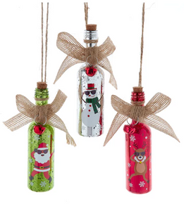 GLASS WINE BOTTLE ORNAMENT