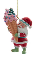 Load image into Gallery viewer, SANTA WITH ICE CREAM ORNAMENT
