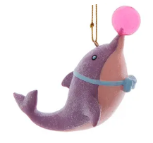 Load image into Gallery viewer, BUBBLE GUM BLOWING DOLPHIN OR MERMAID OR UNICORN ORNAMENT
