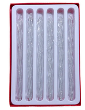 Load image into Gallery viewer, GLASS SILVER TWIST ICICLES - 6 PIECE GIFT BOX
