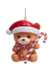 Load image into Gallery viewer, BEAR WITH SWEATER &amp; CANDYCANE ORNAMENT
