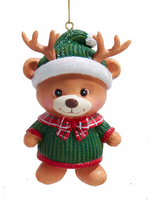 Load image into Gallery viewer, BEAR WITH SWEATER &amp; CANDYCANE ORNAMENT
