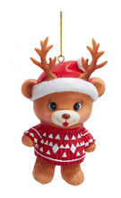 Load image into Gallery viewer, BEAR WITH SWEATER &amp; CANDYCANE ORNAMENT
