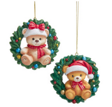 Load image into Gallery viewer, TEDDY BEAR  &amp; WREATH ORNAMENT
