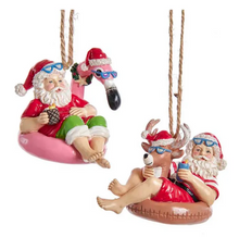 Load image into Gallery viewer, BEACH SANTA ON FLOAT ORNAMENT
