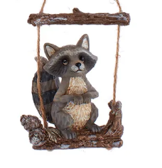 ANIMALS ON LOG SWING ORNAMENT