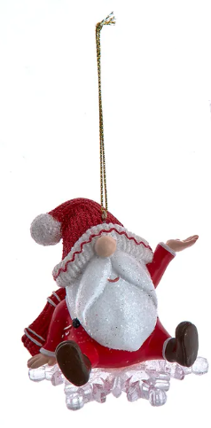 RED GNOME WITH SNOWFLAKE ORNAMENT