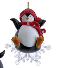 Load image into Gallery viewer, PENGUIN ON SNOWFLAKE ORNAMENT

