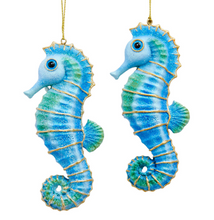 Load image into Gallery viewer, BLUE SEAHORSE WITH GEMS ORNAMENT
