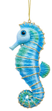 Load image into Gallery viewer, BLUE SEAHORSE WITH GEMS ORNAMENT

