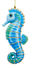 Load image into Gallery viewer, BLUE SEAHORSE WITH GEMS ORNAMENT
