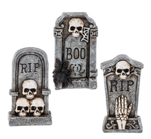 Load image into Gallery viewer, SKULL TOMBSTONE FIGURINE
