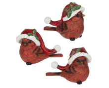 Load image into Gallery viewer, CARDINAL WITH SANTA HAT FIGURE

