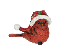 Load image into Gallery viewer, CARDINAL WITH SANTA HAT FIGURE
