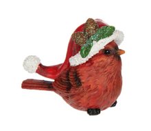 Load image into Gallery viewer, CARDINAL WITH SANTA HAT FIGURE
