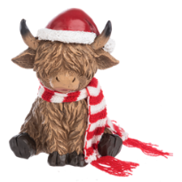 Load image into Gallery viewer, HOLIDAY HIGHLAND COW FIGURINE
